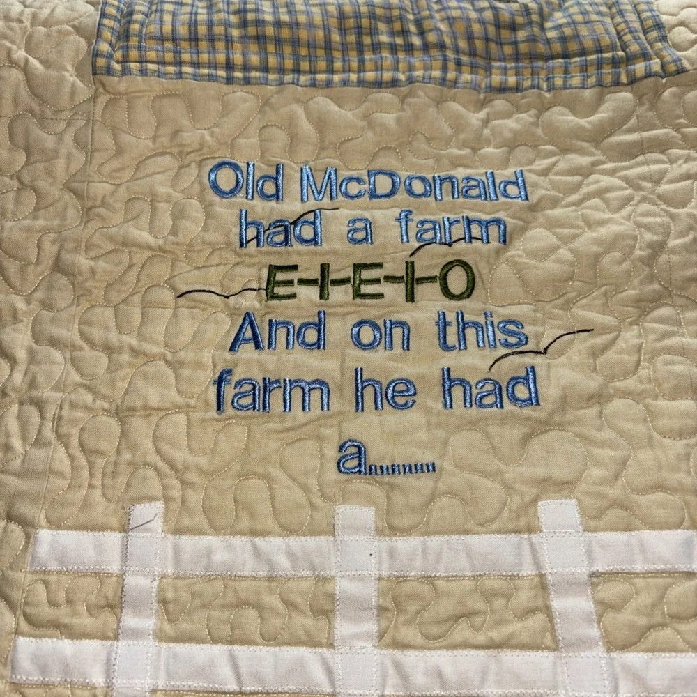 Handmade Crib Quilt Baby Blanket Patchwork‎ Old McDonald Farm Animals Unisex